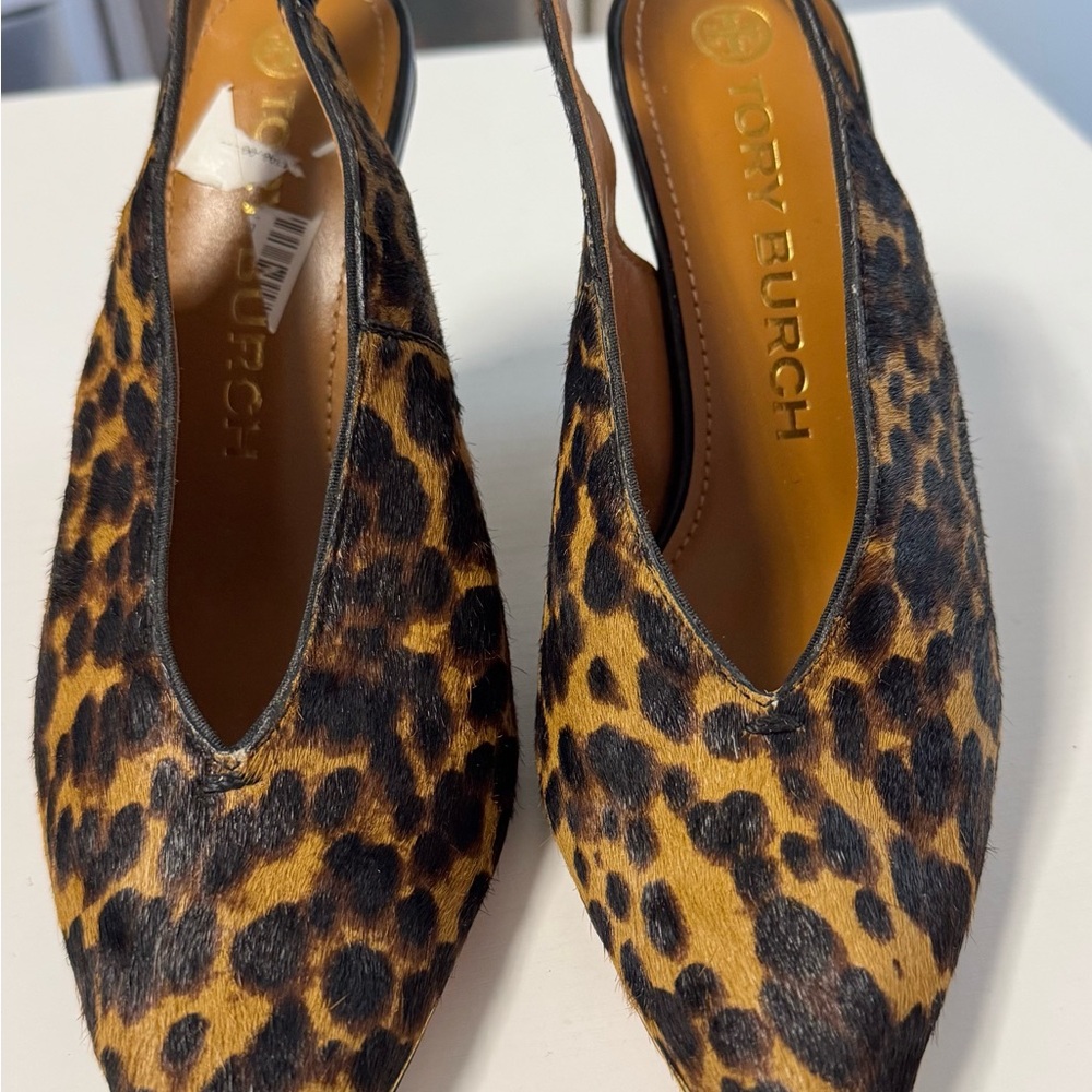Tory Burch Brown and Black Heels with Leopard Print